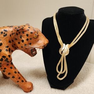 Vintage Boho Gold Toned Lariat Pendant Necklace